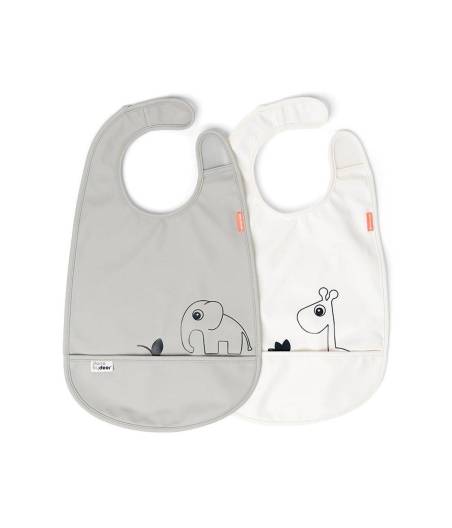 Pack de 2 Baberos Deer Friends Gris y Blanco Done By Deer