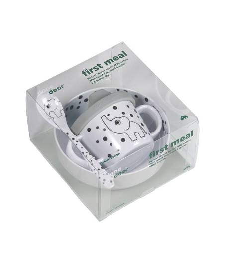 Vajilla First Meal Happy Dots Gris Done By Deer