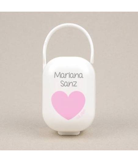 Cajita Portachupetes Personalizada Blanca Estrella Rosa Mi Pipo
