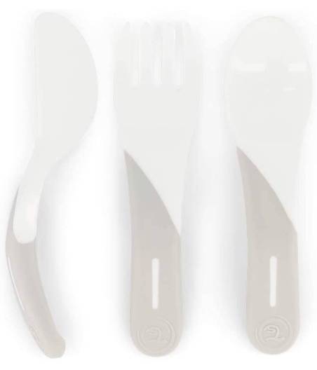 Cubiertos Aprendizaje Blanco y Gris Twistshake