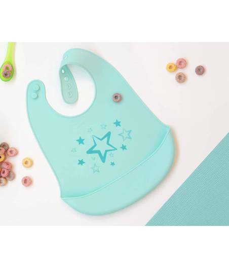 Babero Silicona Estrellas Azul Kiokids