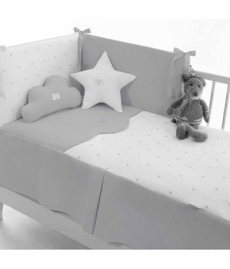 Conjunto Colcha Y Protector/Chichonera Cuna Bopi Gris Uzturre