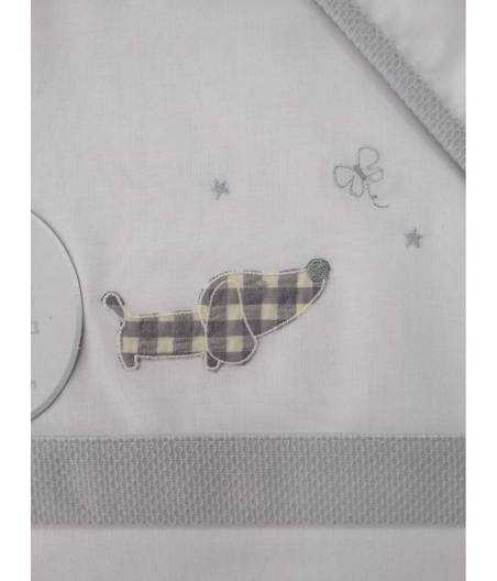 Sabanas Cuna Franela Perrito Vichy Gris D'Peques