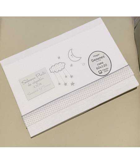 Sabanas De Cuna Franela Nube Luna Gris DeNenes