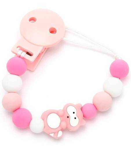 Cadena Silicona Mapache Rosa Mami Me Mima