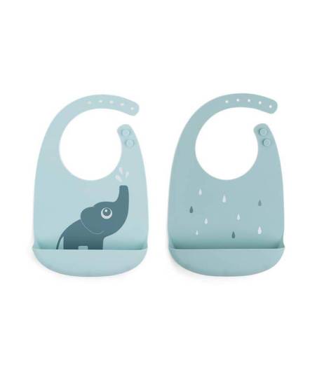 Pack de 2 Baberos Silicona Elphee Azul Done By Deer
