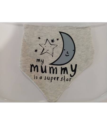Bandana Babero Secababitas Estrella y Luna Gris Gamberritos