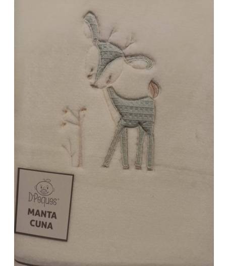 Manta Terciopelo Cuna Ciervo Verde D'Peques
