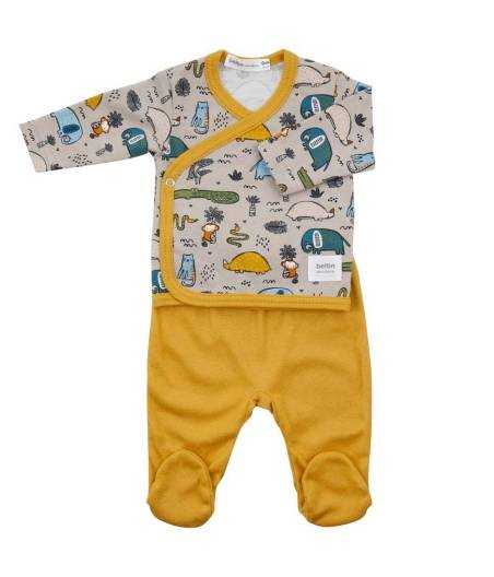 Conjunto Chambrita y Polaina Noah 1M Mostaza Beltin