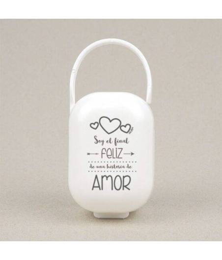 Caja Portachupetes Blanca Soy El Final Feliz Mi Pipo