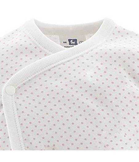 Conjunto Chambrita y Polaina 701 0M Blanco Topo Rosa Cambras