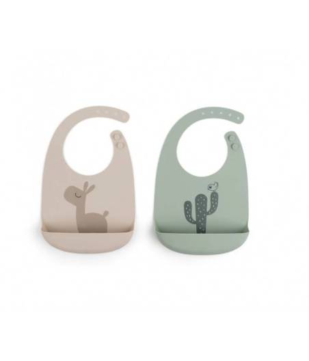 Pack de 2 Baberos Silicona Lalee Sand y Green Done By Deer
