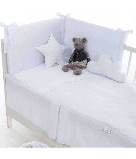 Conjunto Colcha Y Protector/Chichonera Cuna Adriana Blanco Uzturre