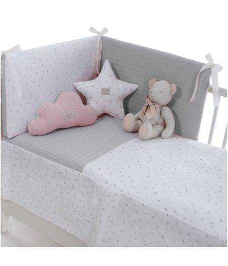 Colcha Y Protector Cuna Renata Gris Uzturre