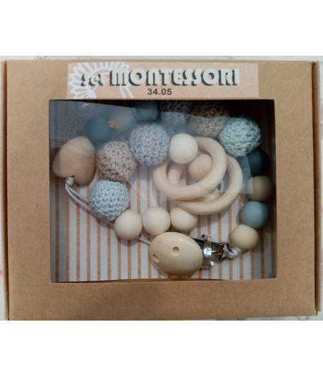Cadena y Set Montesossori Crochet Gris Wowbaby
