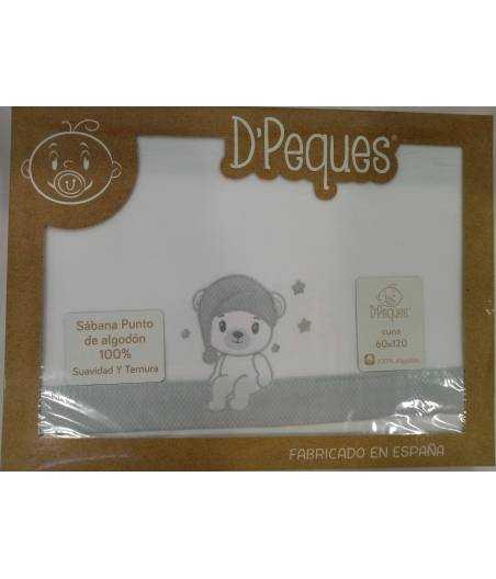 Sabanas De Cuna Oso con Gorro Beige Punto de Algodon D'Peques