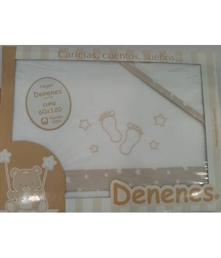 Sabanas De Cuna Pies y Estrellitas Beige Denenes Ref. 21502