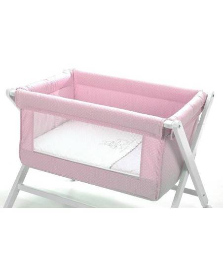 Vestidura Minicuna Con Ventana Animalitos Coord.163 Rosa Disbebe Solo Textil