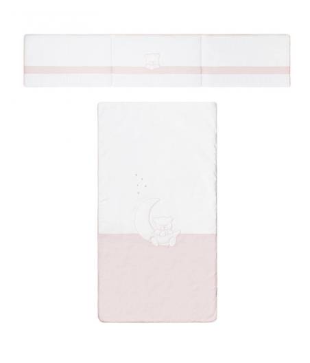 Conjunto Edredón Y Chichonera Cuna Teddy Rosa Petit Praia