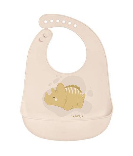 Babero Silicona Party Con Bolsillo Beige Saro