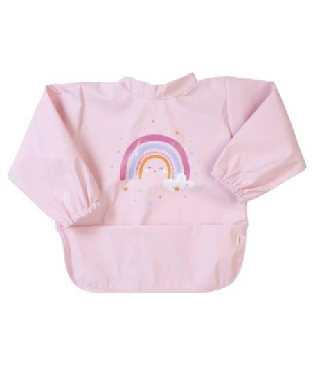 Babero Con Bolsillo y Mangas Arcoiris Rosa Saro