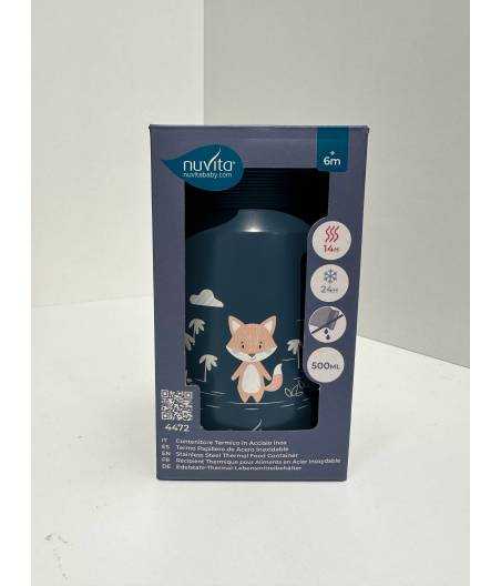 Termo Papillero Sólidos Zorro Azul Marino Inoxidable 500 ml Nuvita