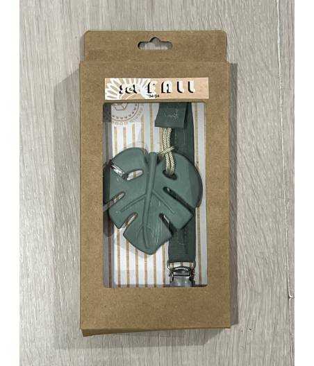 Mordedor Hoja Silicona y Cadena Bambu Verde Wowbaby