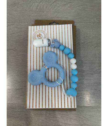 Cadena Y Mordedor Mickey Azul Silicona Wowbaby