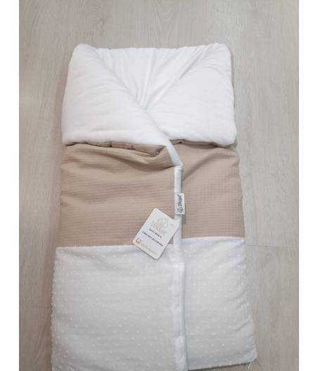 Saco Nana Plumeti Gofre Camel y Blanco D'Peques