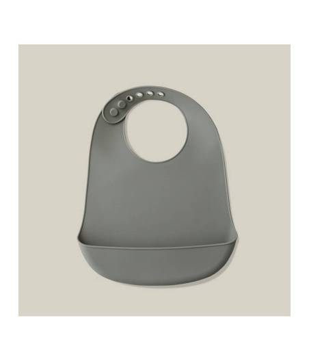 Babero Gris Silicona Recogemigas Interbaby