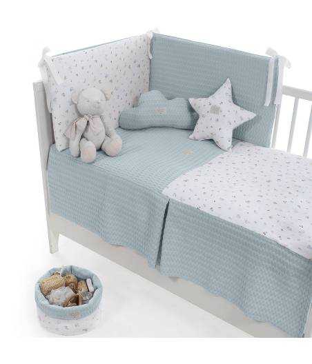 Colcha Y Protector Cuna Benjamin Menta Uzturre