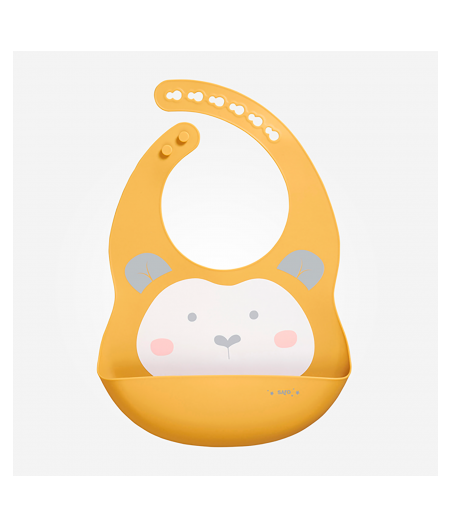 Babero Silicona Sweet Con Bolsillo Mostaza Saro
