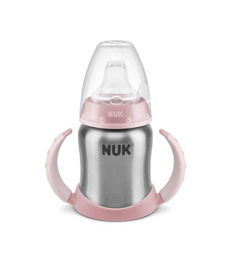 Botella Rosa Con Asas 125 ml Acero Inoxidable 6-18 m Nuk