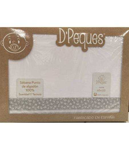 Sabana De Punto Coche Flores Gris Mod.97 D´Peques