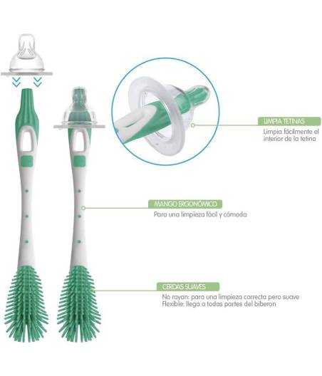 Cepillo Limpia Biberones 2 en 1 Verde MAM