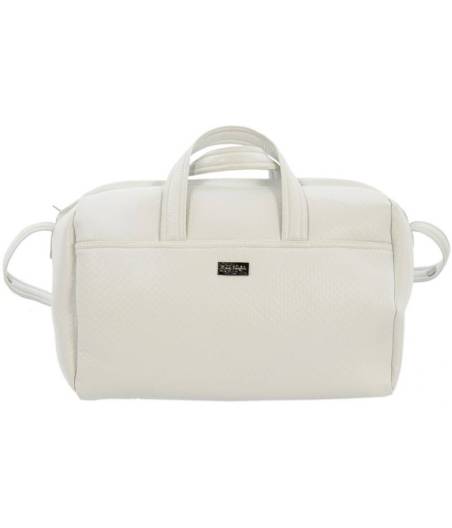 Bolso Maternal Polipiel Gofrada Blanco Rosy Fuentes