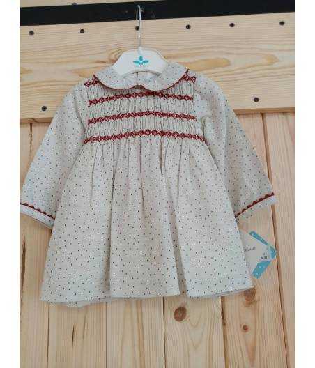 Vestido Algodón Gris Topo Granate Talla 3 Sardon