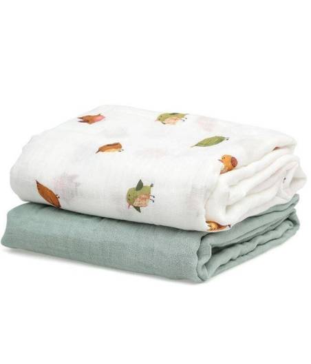 Muselina Bambu Bird Menta Kiokids