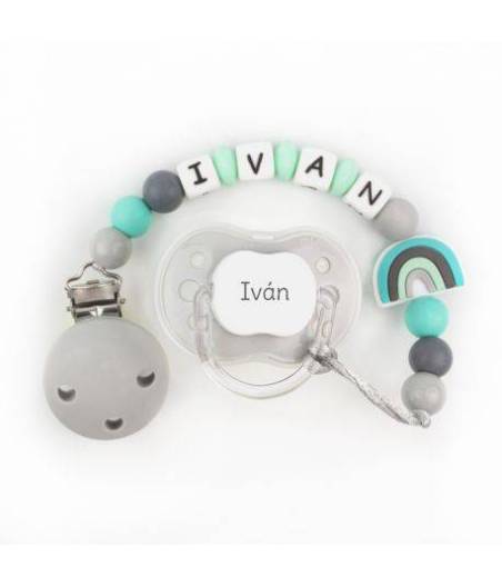 Cadenita Arco Iris Menta Personalizado Nombre Mi Pipo
