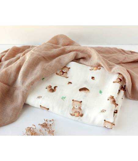 Pack Muselina Bambu Tierra Oso Marron Kiokids