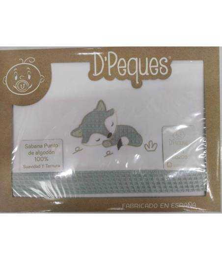 Sabanas De Maxicuna Zorro Verde Punto de Algodon D'Peques