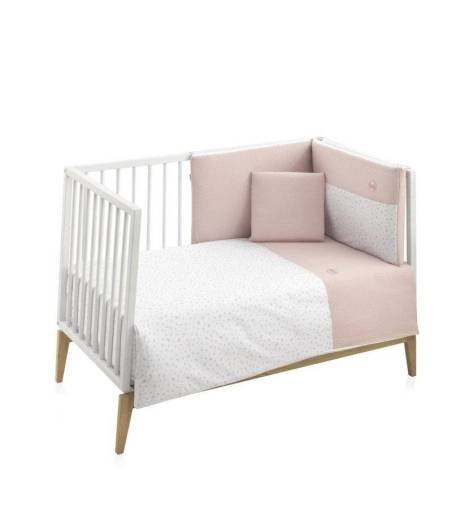Conjunto Edredón Y Chichonera Cuna Plumeti Rosa Cambrass