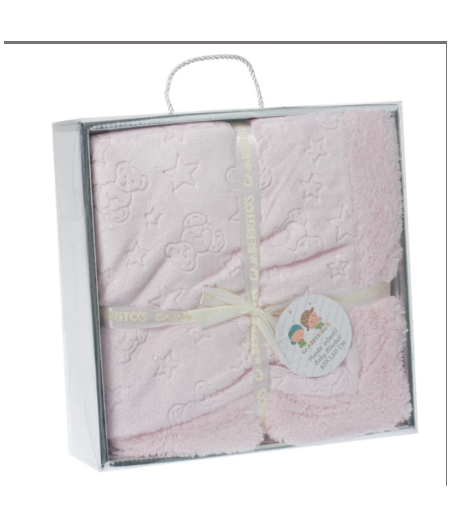 Manta Coche 10762 Ositos Y Estrellas Rosa Gamberritos