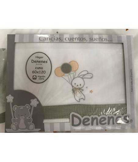 Sabanas De Cuna Conejo Con Globos Verde DePeques