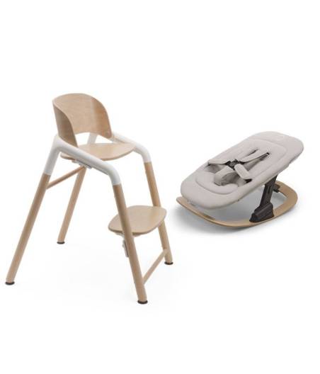 Pack Lista Trona Giraffe Bugaboo + Pack Recién Nacido Madera y Blanco