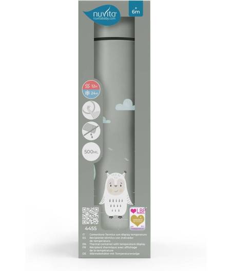 Termo Liquidos Gris Con Indicador Temperatura 500 ml Nuvita