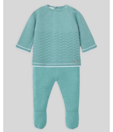 Conjunto Esencial Jubon Y Polaina 0M Verde Gema Paz Rodriguez