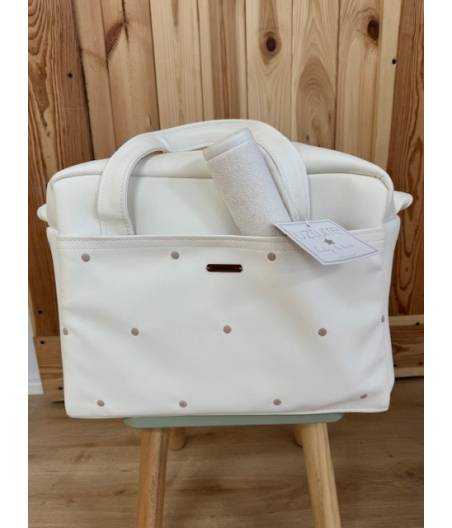 Bolso Maternal Ref, 2600 PBP Blanco Topos Camel Uzturre