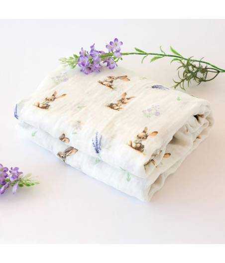 Pack Muselina Bambu Conejo Lavanda Kiokids