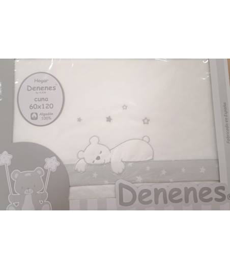 Sabanas De Cuna Oso Acostado Gris Denenes